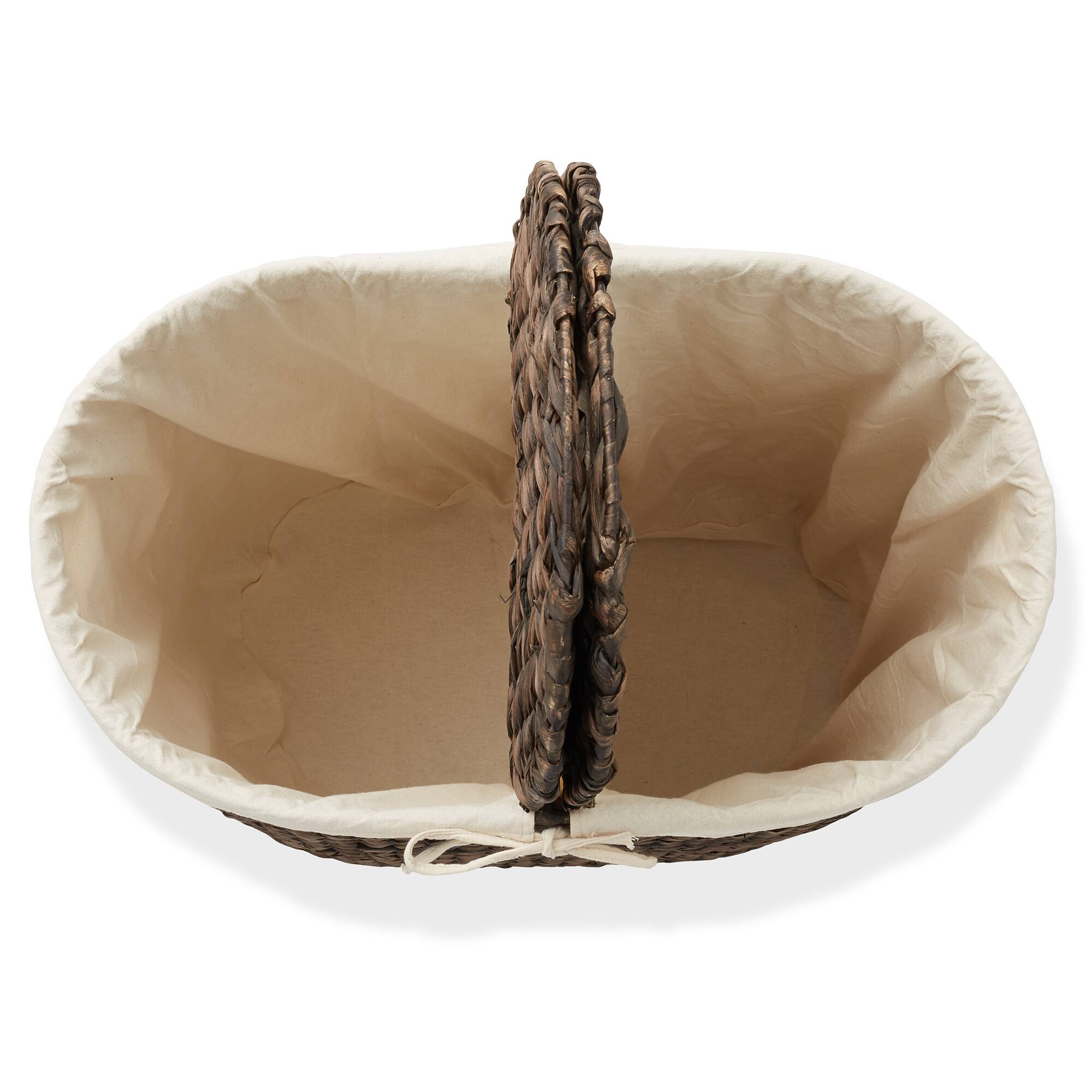 Alt View 5. Casafield - 2-Section Oval Laundry Hamper Basket w Lids and Liner Bags for Clothes - Espresso.