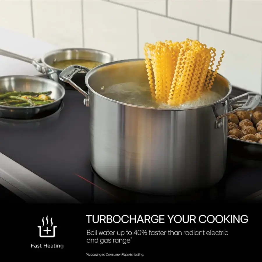 Turbocharge Your Cooking + Boil water up to 40% faster than radiant electric and gas range. Fast Heating according to Consumer Reports testing.