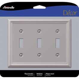 AMERELLE - Chelsea Brushed 3 gang Stamped Steel Toggle Wall Plate 1 pk - Nickel