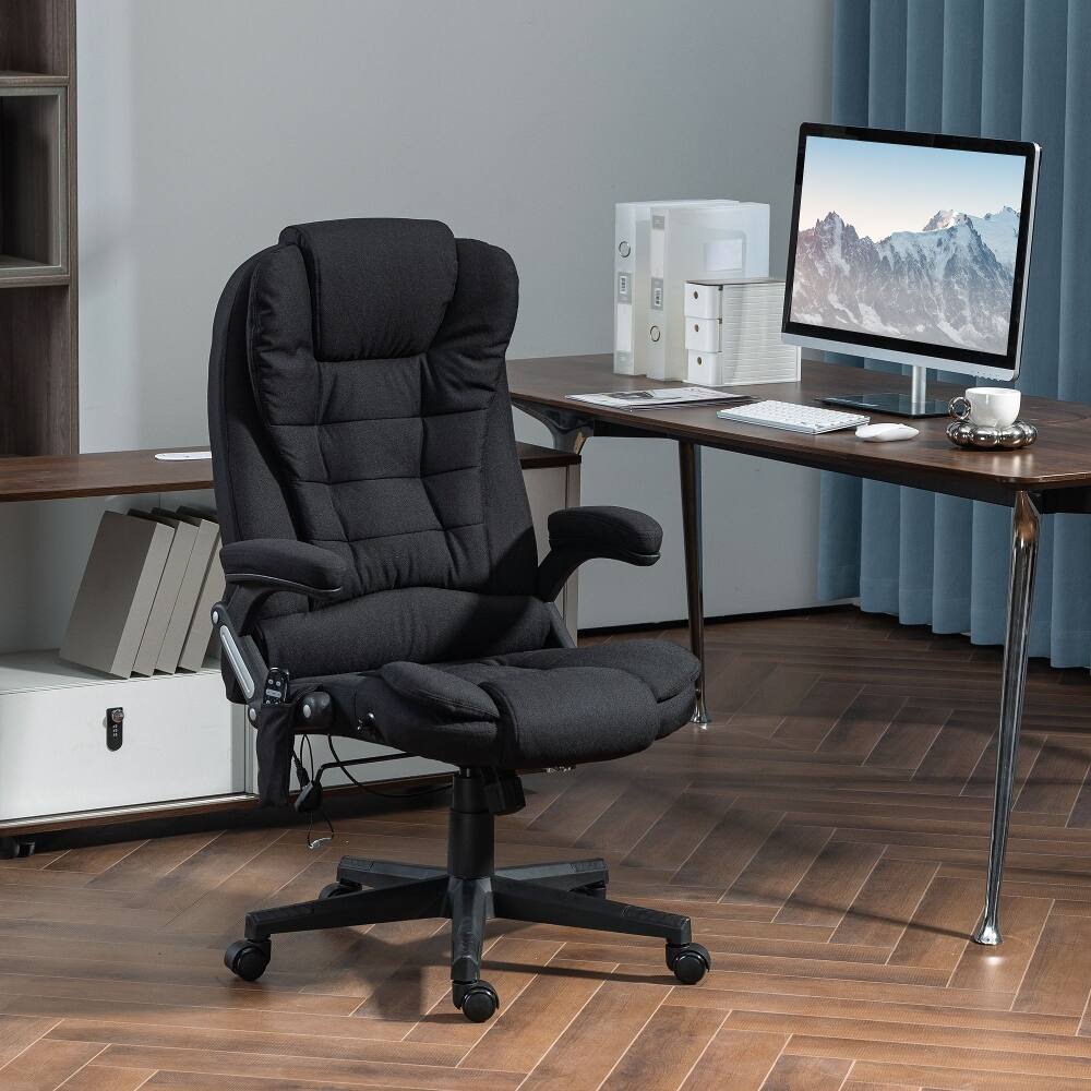 Alt View 6. Loheer - Loheer Massage Office Chair Heated High Back Reclining Desk Chair Black - Black.
