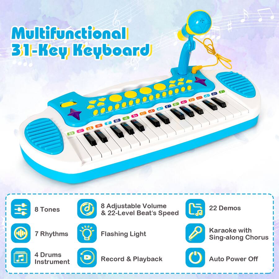 Costway 31 Key Kids Piano Keyboard Toy Toddler Musical Instrument with ...