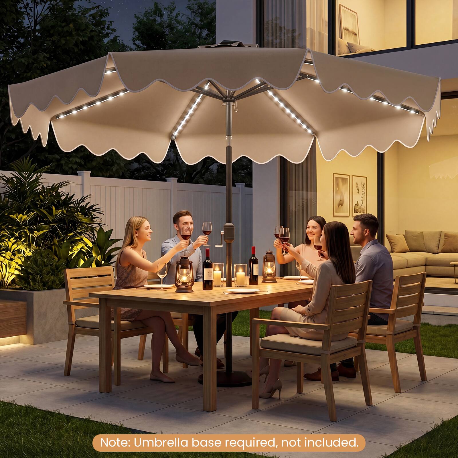 Note: Umbrella base required, not included.