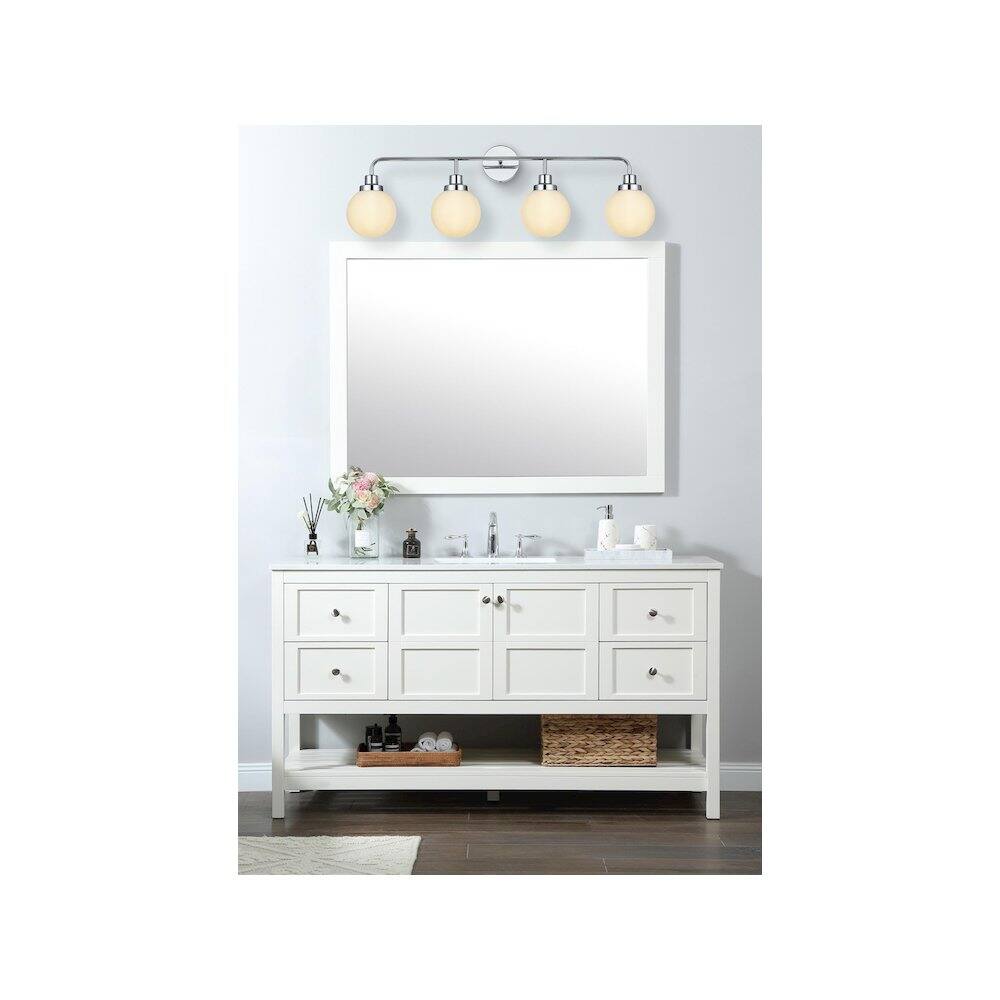 Alt View 4. Living District - Hanson 37 inch Wall Sconce in Chrome - Chrome And Opal White.