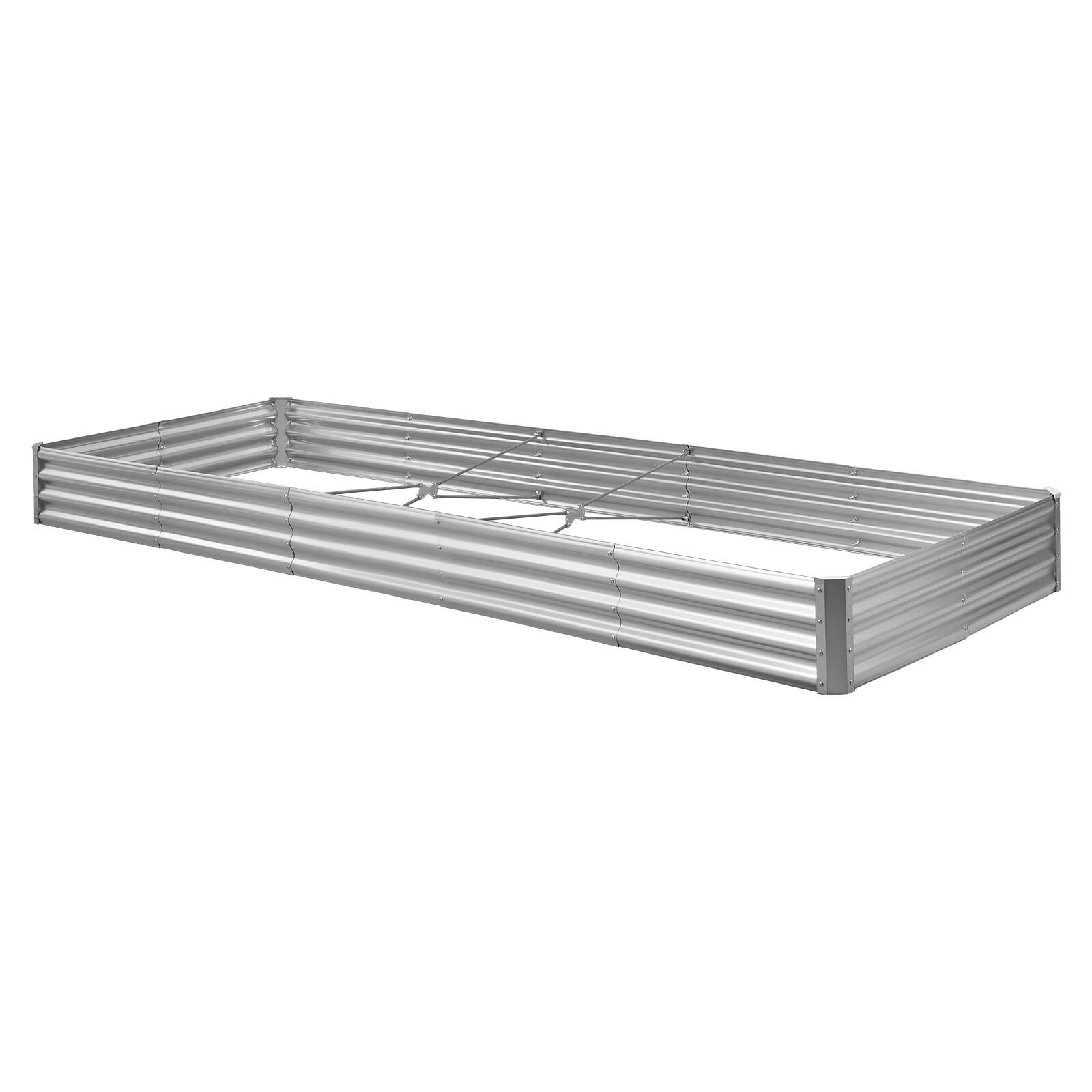 Alt View 5. VEVOR - Metal Raised Garden Bed, 12 x 4 x 1 ft Outdoor Galvalume Planter Garden Box, Open Bottom Design - Gray.