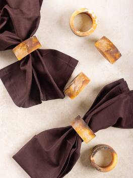 GAURI KOHLI - Kampai Napkin Rings - Shades of brown