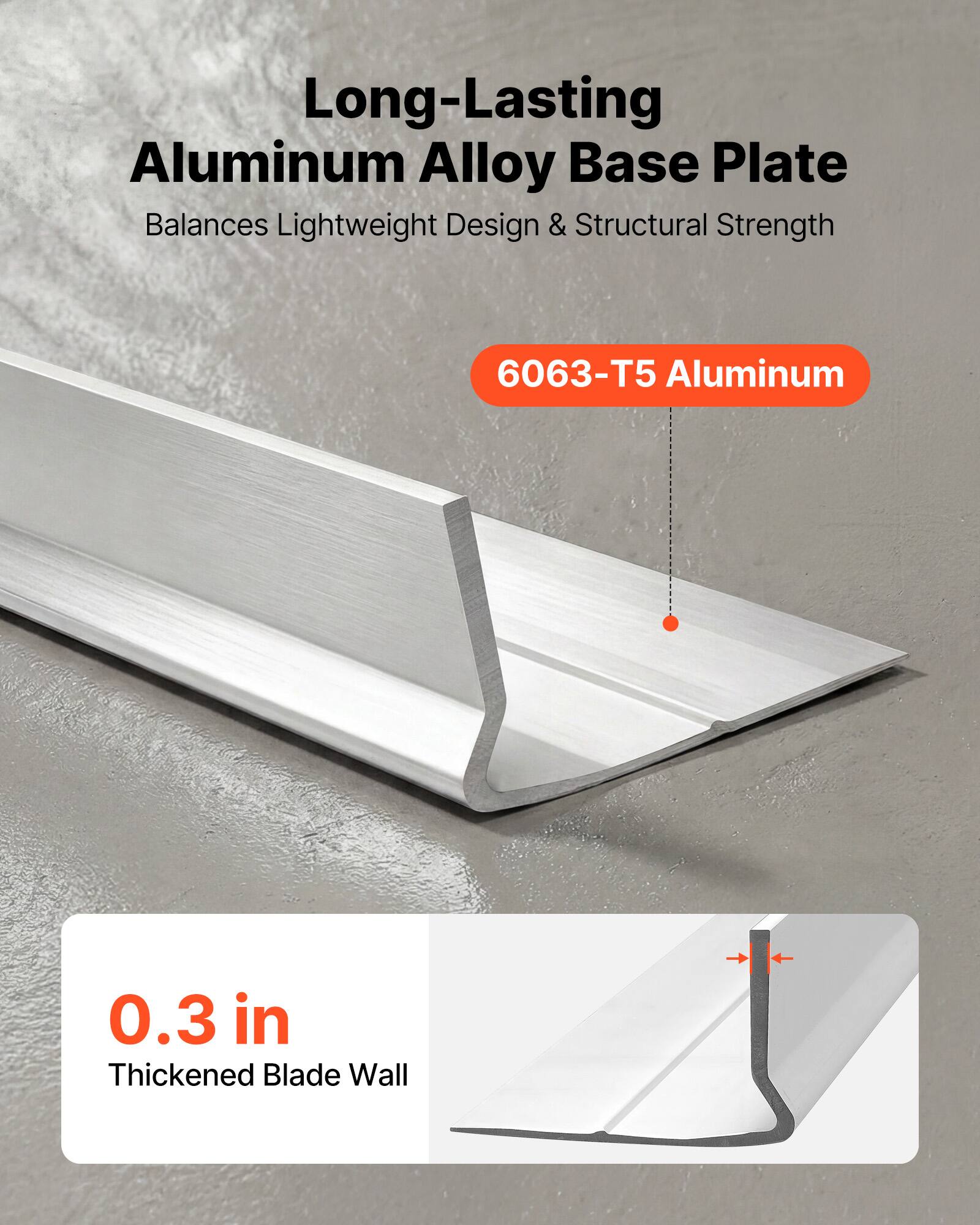 Long-Lasting Aluminum Alloy Base Plate Balances Lightweight Design & Structural Strength

6063-T5 Aluminum

0.3 in Thickened Blade Wall