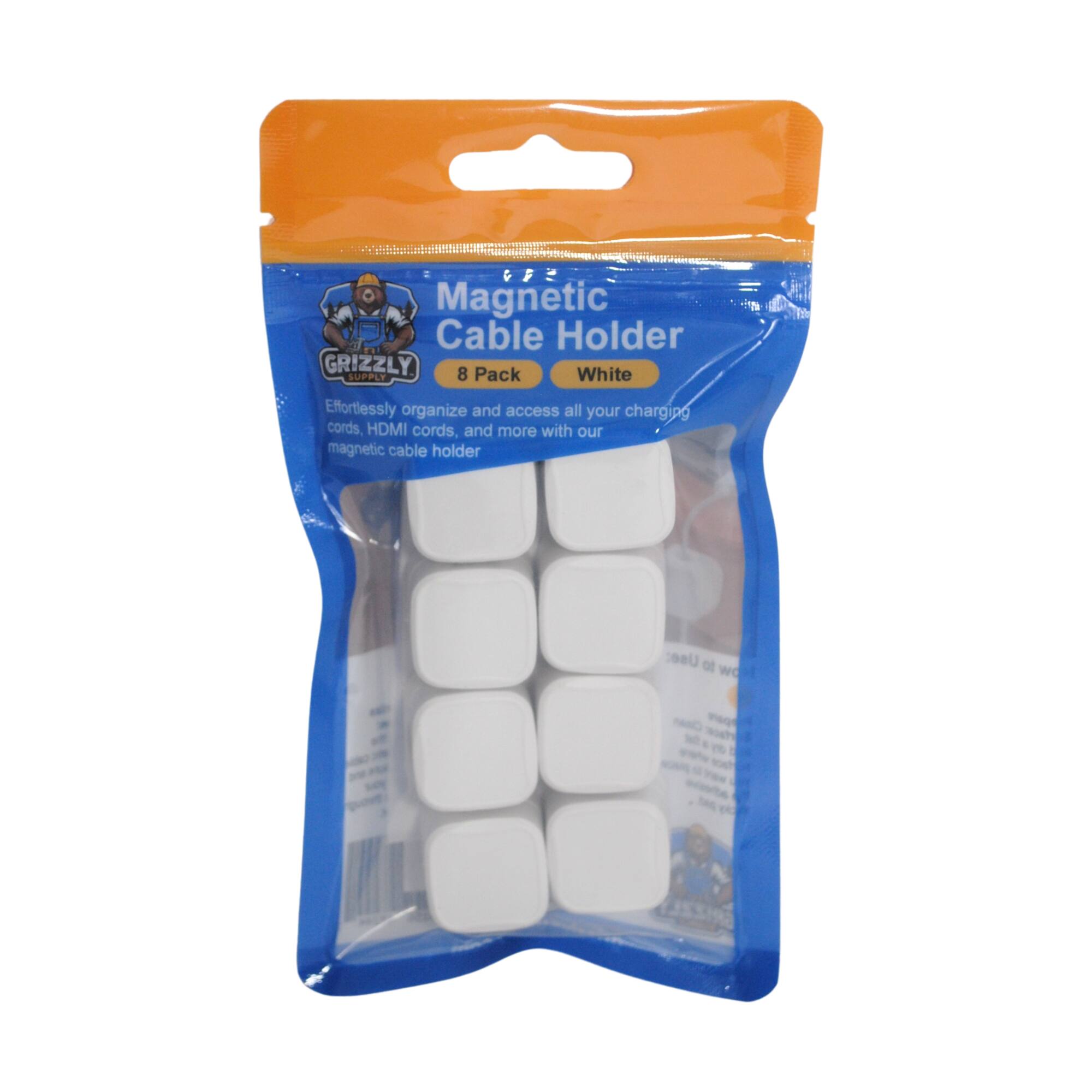 Magnetic Cable Holder D GRIZZLY 8 Pack White SUPPLY

Efortlessly organize and access all your charging cords, HDMI cords, and more with our magnetic cable holder

Use: of Wo