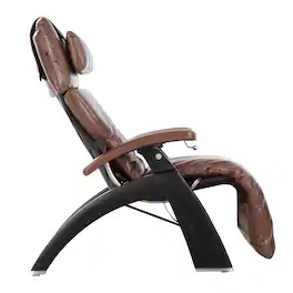 Human Touch - Perfect Chair PC-420 Classic Manual Plus Zero Gravity Chair Recliner with Solid Wood Base - Matte Black / Oak Premium Leather / Performance