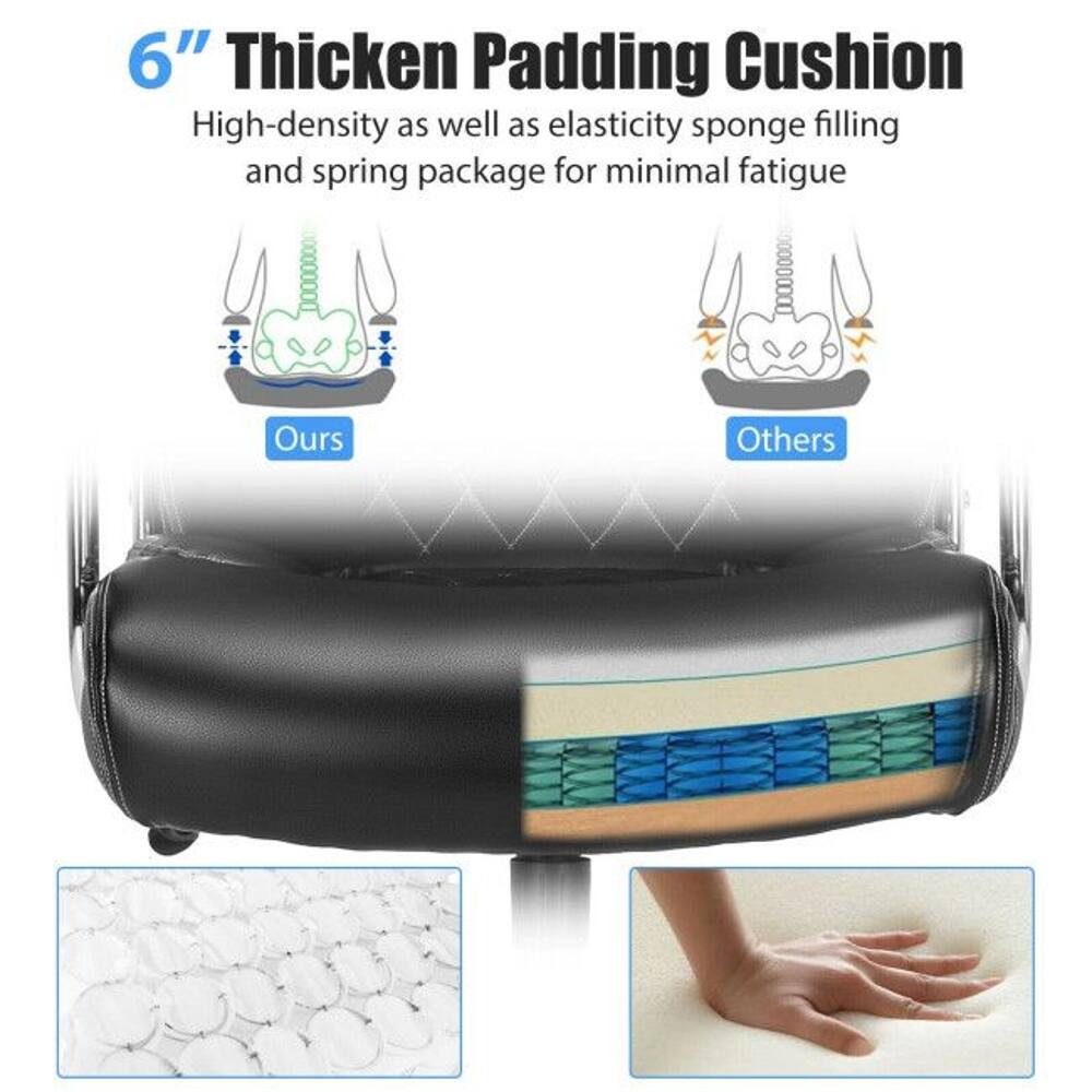 6" Thicken Padding Cushion  
High-density as well as elasticity sponge filling and spring package for minimal fatigue

Ours  
Others