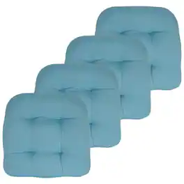 Sweet Home Collection - Patio Cushions Indoor/Outdoor Chair Pads Tufted 19" x 19", 4-Pack - Teal