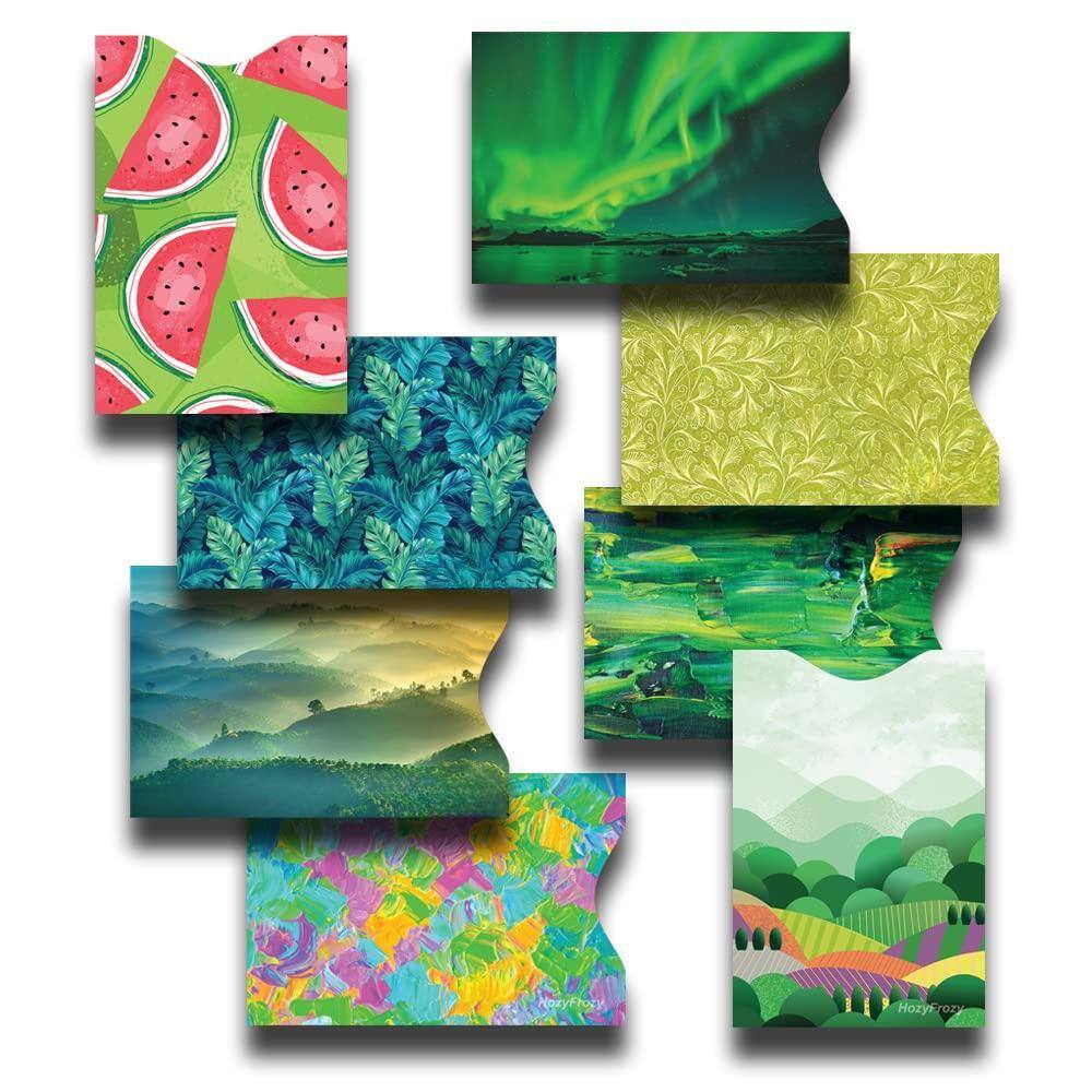 Jadie Link - Rfid Blocking Sleeves Designs Arts Green Anti-theft Credit Card Holder Protector Easy Recognize Sturdy Size Cards SECURE - One Size