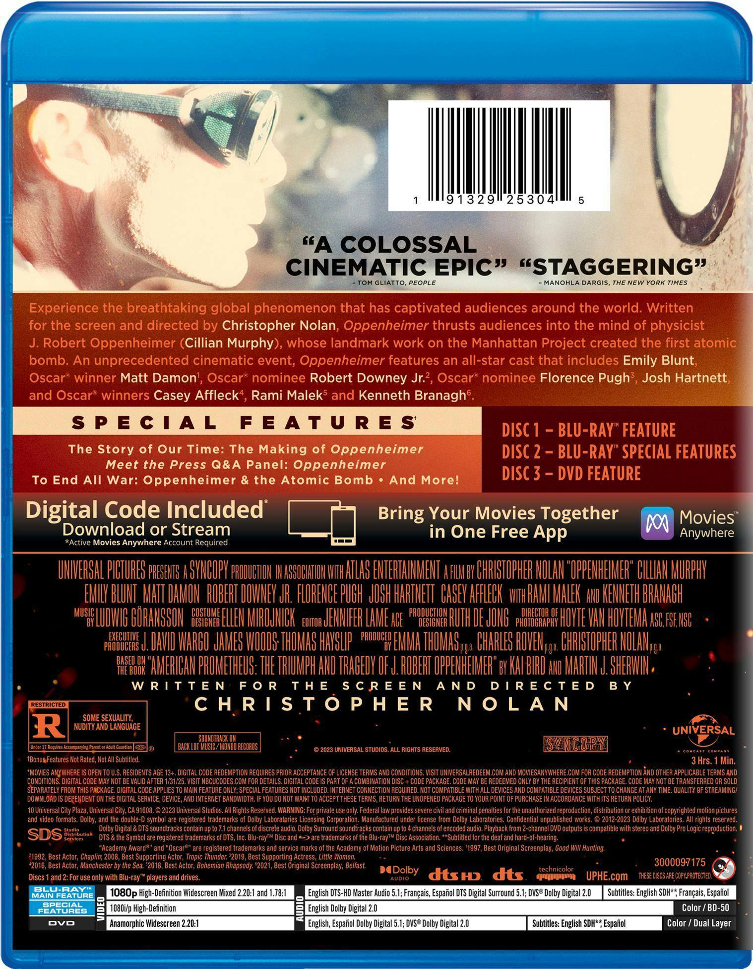 Back. Oppenheimer (with DVD) [Blu-ray].