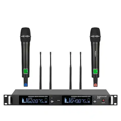 WIRELESS MICROPHONE SYSTEM
happy music UT22
PROFESSIONAL WIRELESS MICROPHONE SYSTEM
UT22
CHANNEL 1: 1622.75 MHz
CHANNEL 2: 1649.75 MHz
happy music