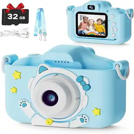 Front. Loheer - Loheer Kids Camera Toddler Digital Video Camcorder with Silicone Cover 32GB SD Card.
