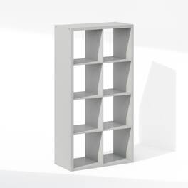 Furinno - Cubic Open Back Multipurpose Clothing & Closet Storage Organizer Shelf, 8-Cube - Light Gray