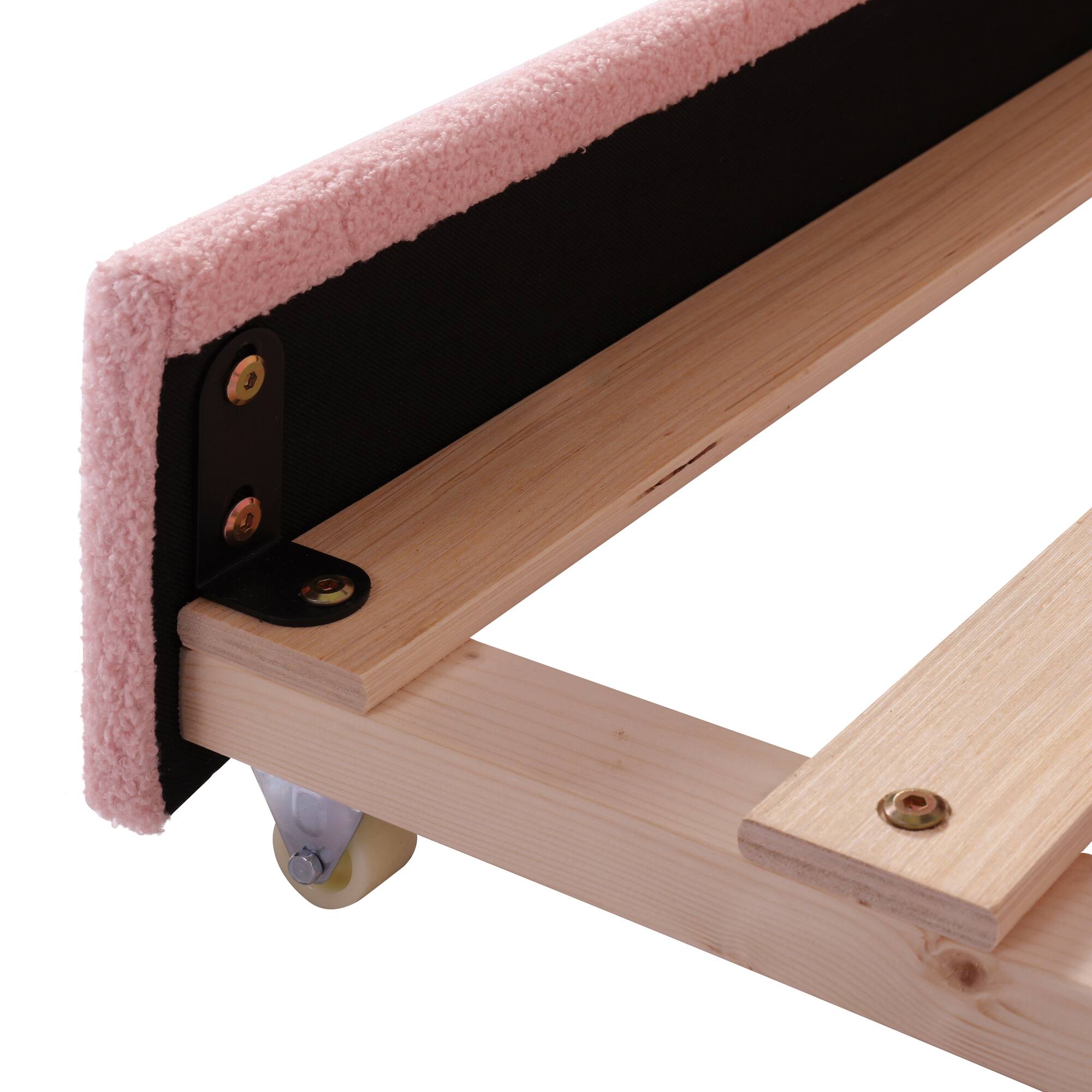 Alt View 8. Tiramisubest - Teddy Fleece Full Size Upholstered Daybed with Light and Trundle, Pink - Pink.