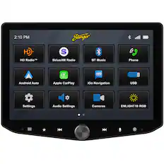 2:10 PM
Stinger HD
HD Radio™
SiriusXM Radio
BT Music
Phone
Android Auto
Apple CarPlay
iGo Navigation
USB
Settings
Audio Settings
Cameras
ENLIGHT10 RGB