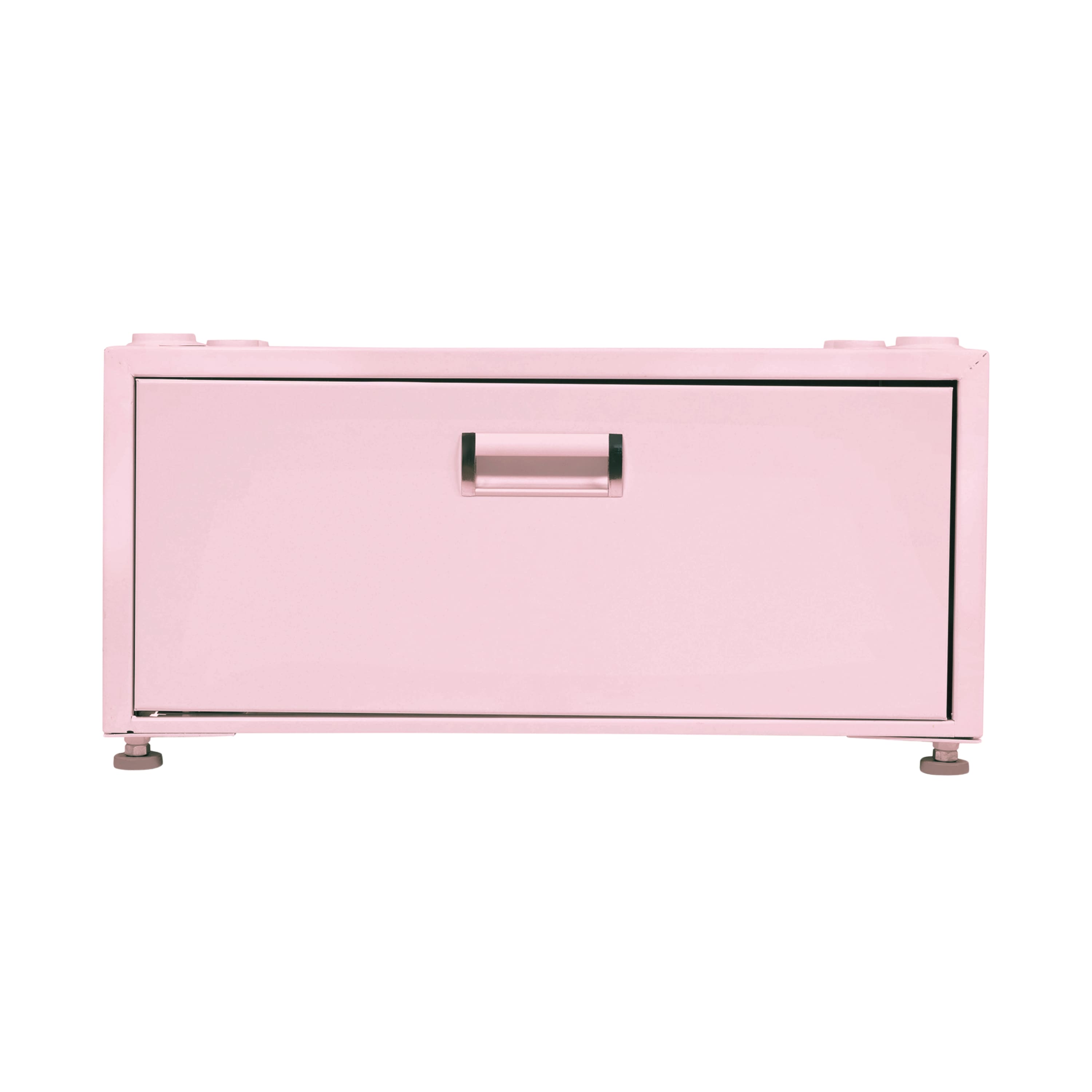 Front. Equator - Equator 24in Laundry Pedestal 11in tall + Rollout Storage Drawer Adjustable feet - Pink.