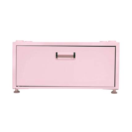Front. Equator - Equator 24in Laundry Pedestal 11in tall + Rollout Storage Drawer Adjustable feet - Pink.