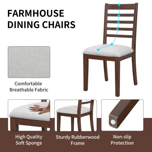 FARMHOUSE DINING CHAIRS

Comfortable Breathable Fabric

High Quality Soft Sponge

Sturdy Rubberwood

Non-slip Frame Protection
