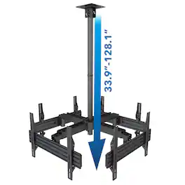 Mount-It! - Quad TV Display Ceiling Mount for Four 32"–75" Screens, Height Adjustable, Tilting, Swivel - Black