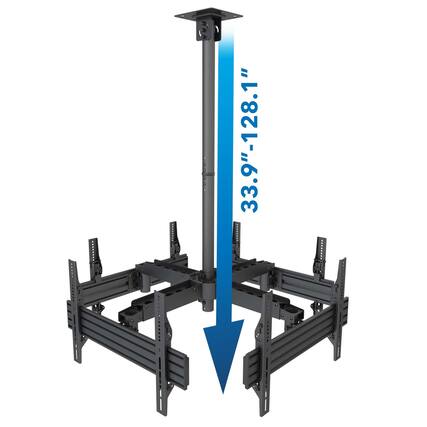 Front. Mount-It! - Quad TV Display Ceiling Mount for Four 32"–75" Screens, Height Adjustable, Tilting, Swivel - Black.