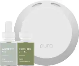 Pura - 4 Smart Fragrance Device Starter Set, Scent Diffuser for Home, Includes Fragrance Aroma Diffuser & 2 Scent Refills - White Tea No. 1 & Green Tea Citrus