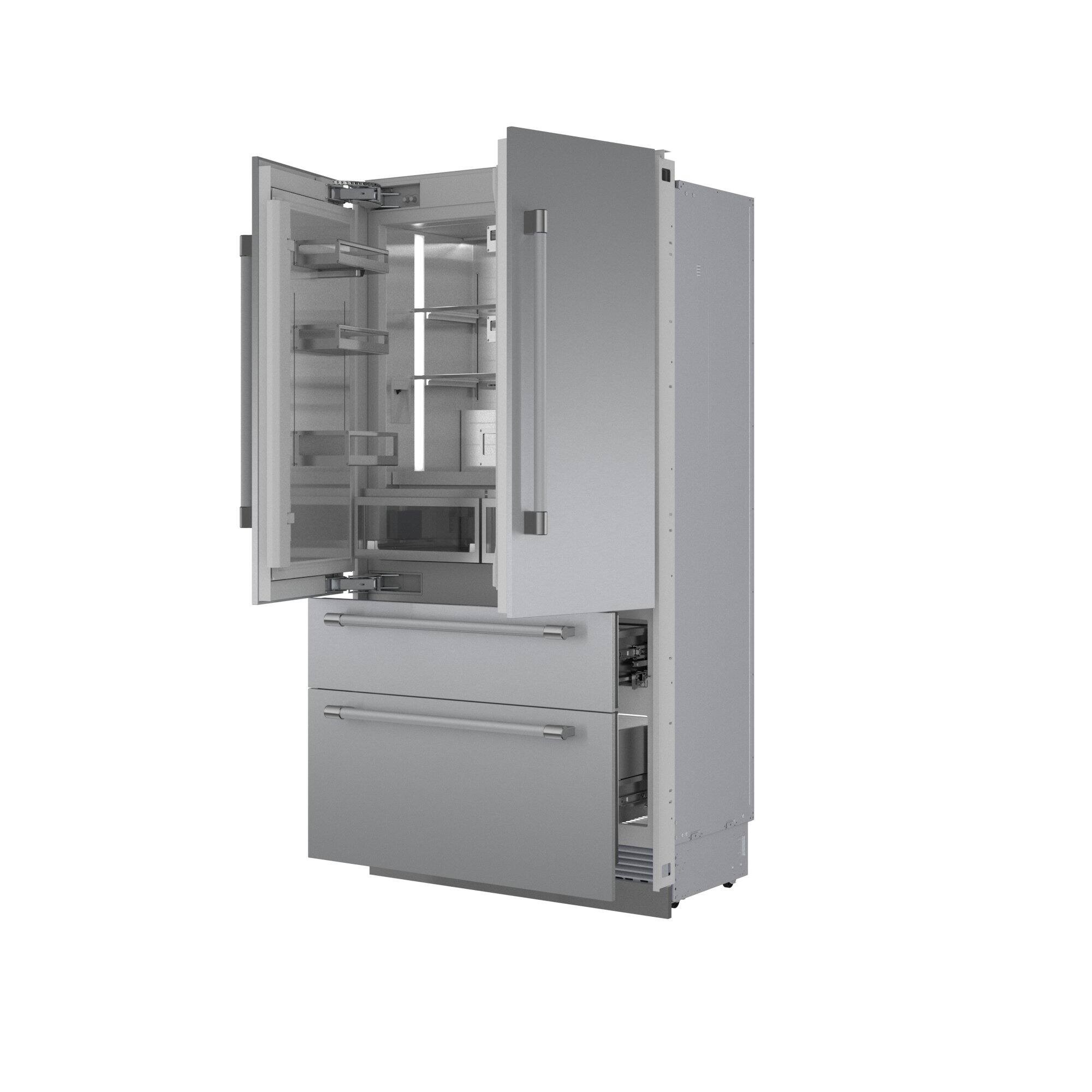 Angle. Thermador - Freedom Collection 23.1 Cu. Ft. French Door Built-in Smart Refrigerator with Professional Series Handles - Stainless Steel.
