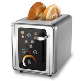 WHALL - Touchscreen Stainless Steel Toaster 2 Slice with Wide Slot, 6 Shade Settings, Bagel Function, Removable Crumb Tray - Silver