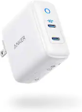 Front. Anker - Anker USB C Charger, 40W 2-Port PIQ 3.0, PowerPort III Duo Type C Foldable Fast Charger - White.