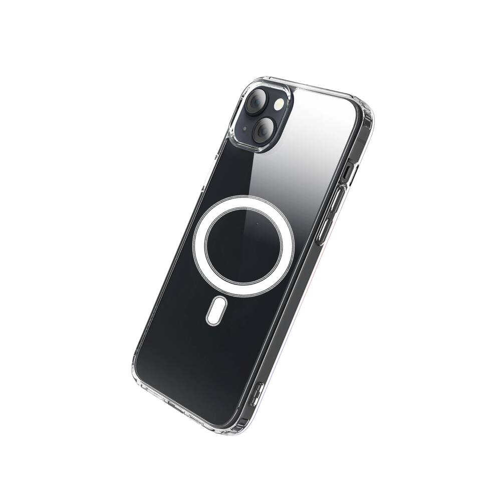 Alt View 4. Qixxronics - Shockproof Magnetic Case for iPhone 13 Mini / 12 Mini Phone Cover Compatible with Wireless Charging - Clear.