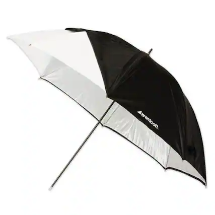 Front. Westcott - Westcott Optical White Satin Convertible Umbrella with Removable Black Cover.