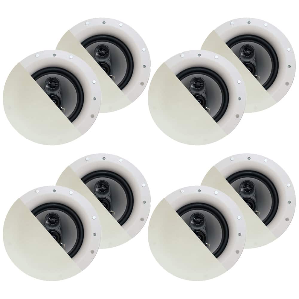 Acoustic Audio by Goldwood - CSic84 Frameless in Ceiling 8" Speaker 4 Pair Pack 3 Way Home Theater Speakers - Paintable White