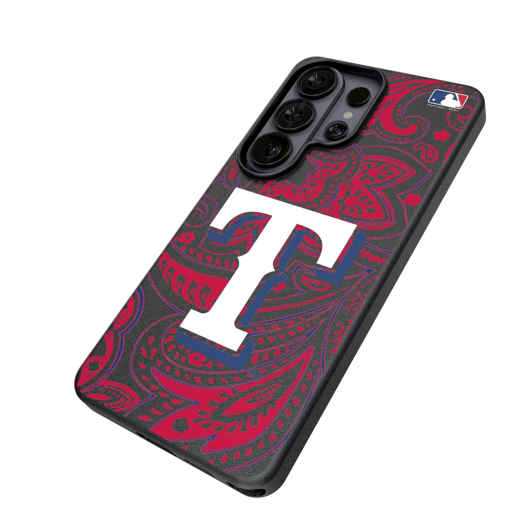 Alt View 1. Keyscaper - Texas Rangers Paisley Galaxy Magnetic Bump Case - S25 Ultra - Black.