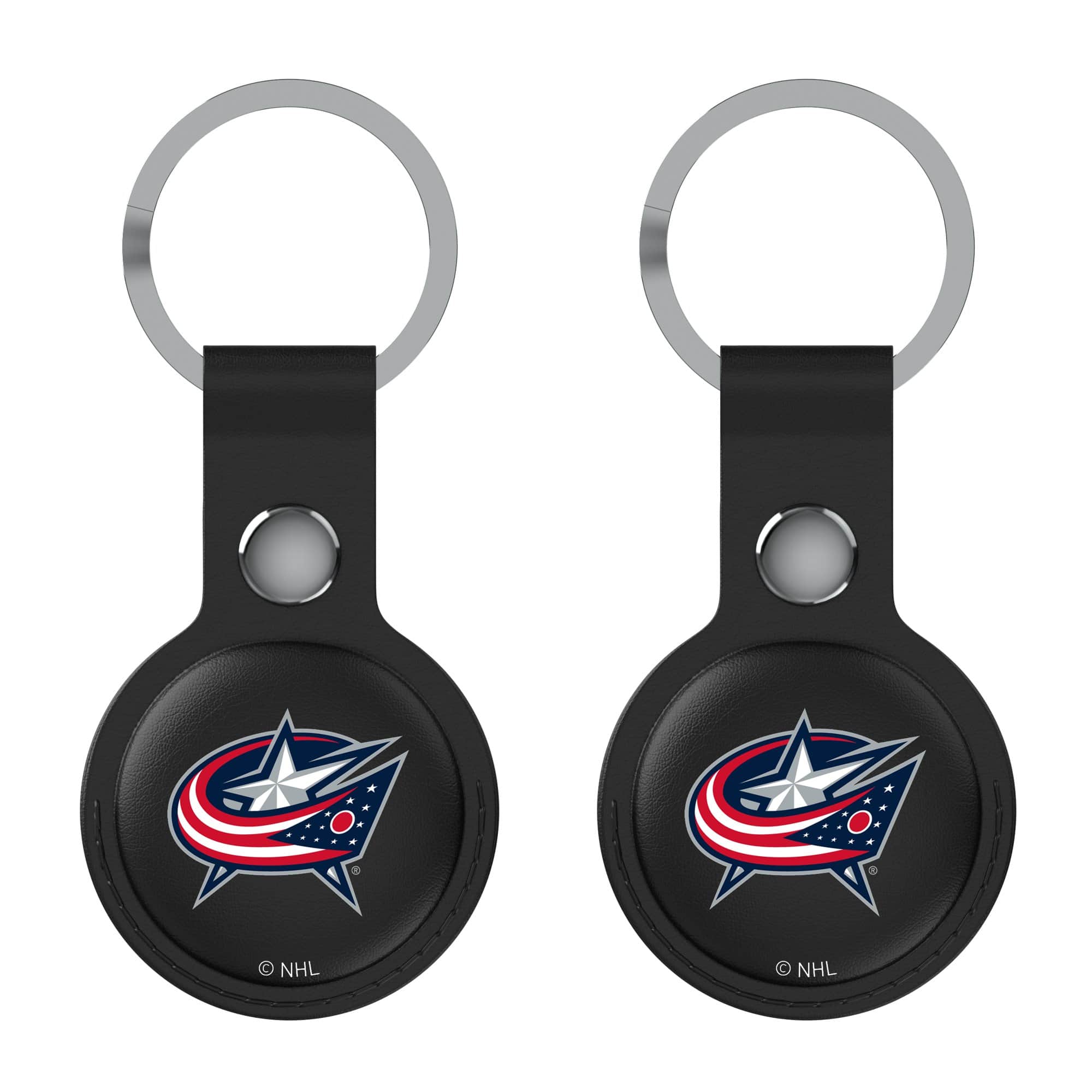 Keyscaper - Columbus Blue Jackets Leatherette AirTag Holder 2-Pack - No Size - Black