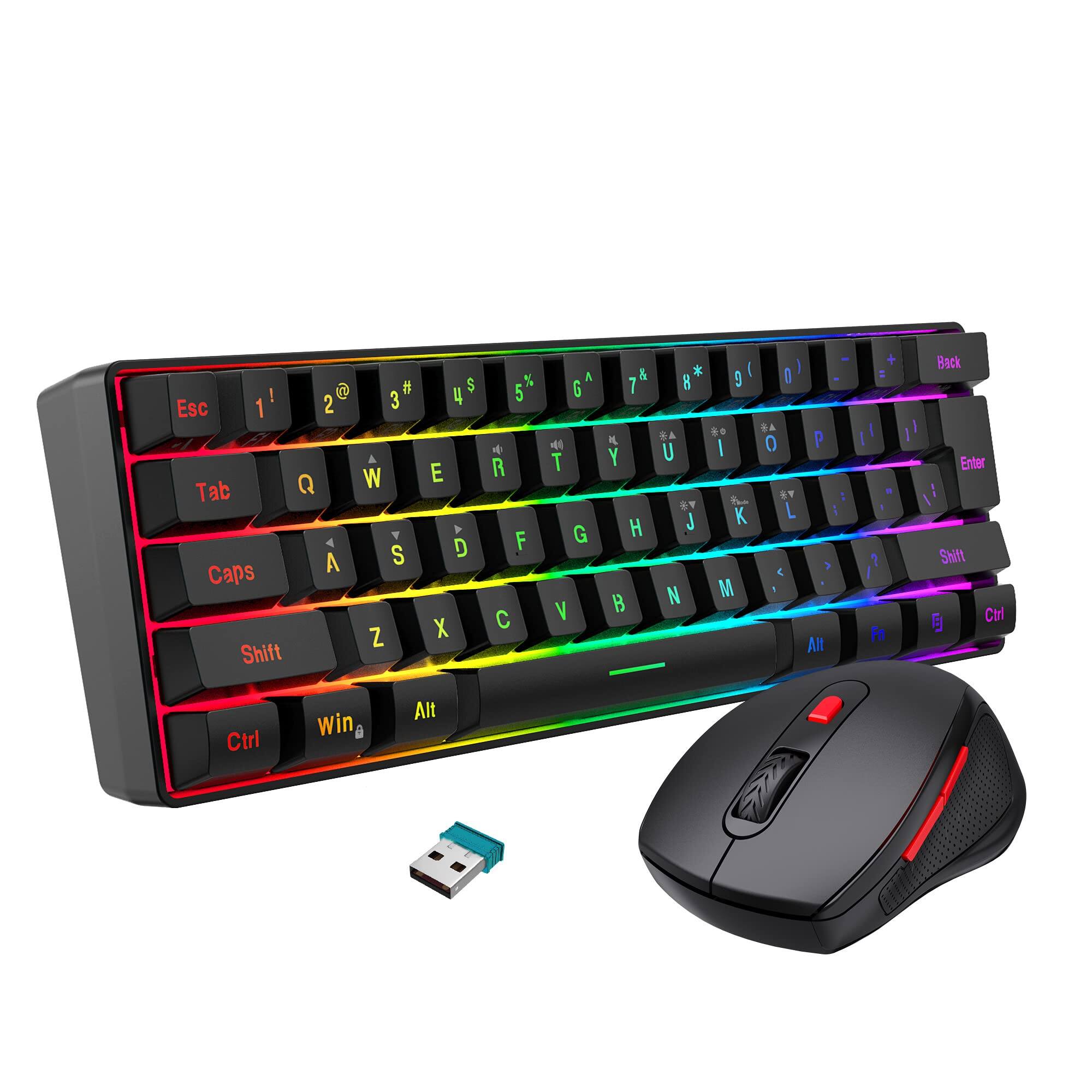 Live At Space - Wireless Gaming And Mouse Combo Include Mini 60% Merchanical Feel Vertical Small Mouse Small Gamingand Mouse Combo — - Black Combo