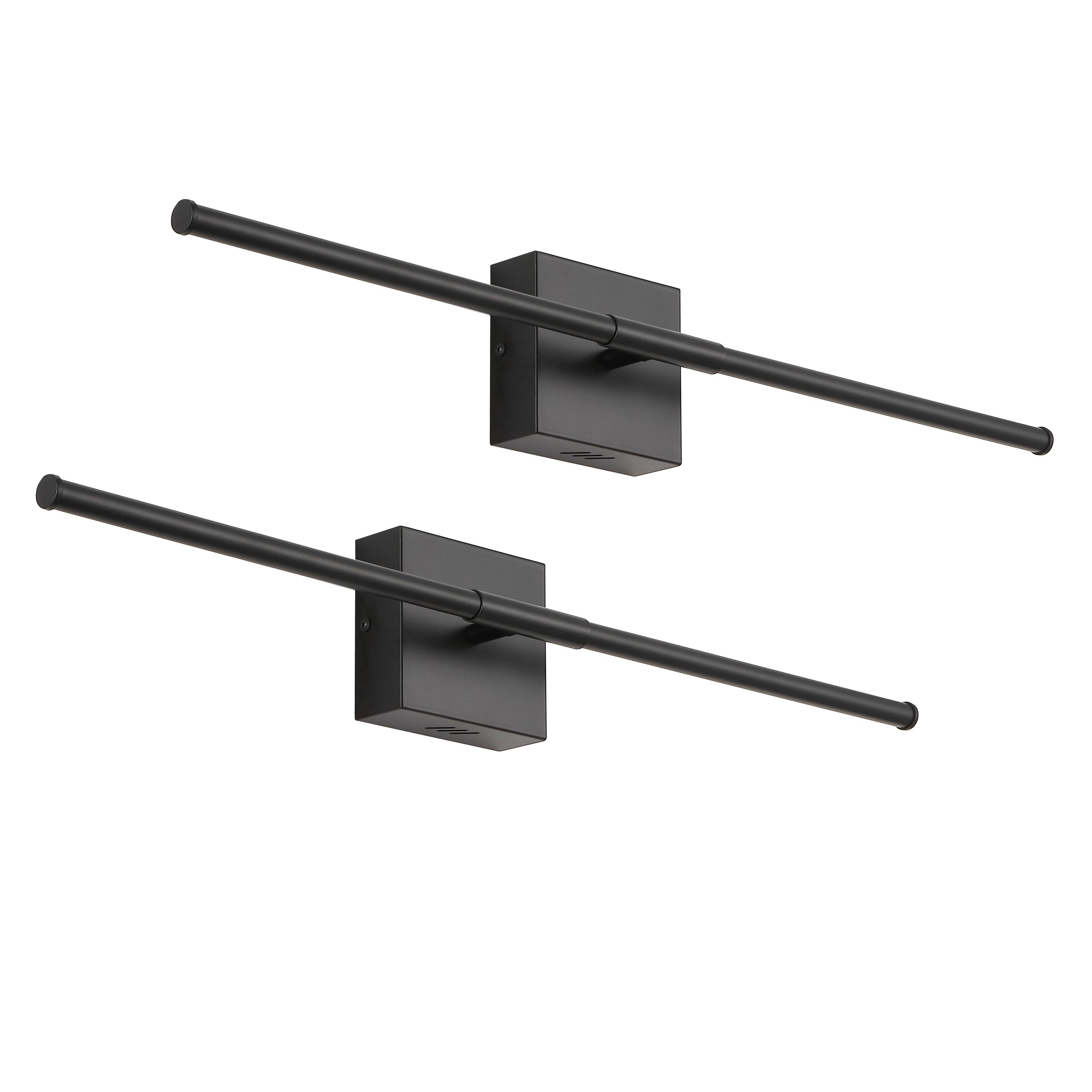 Alt View 5. Jonathan Y - Makena 28" Modern Minimalist Dimmable Integrated LED Metal Wall Sconce, Black (Set of 2) - Black.