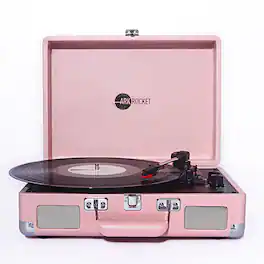 Arkrocket - Curiosity III Suitcase Bluetooth Record Player Turntable built-in Speakers - Pale Pink