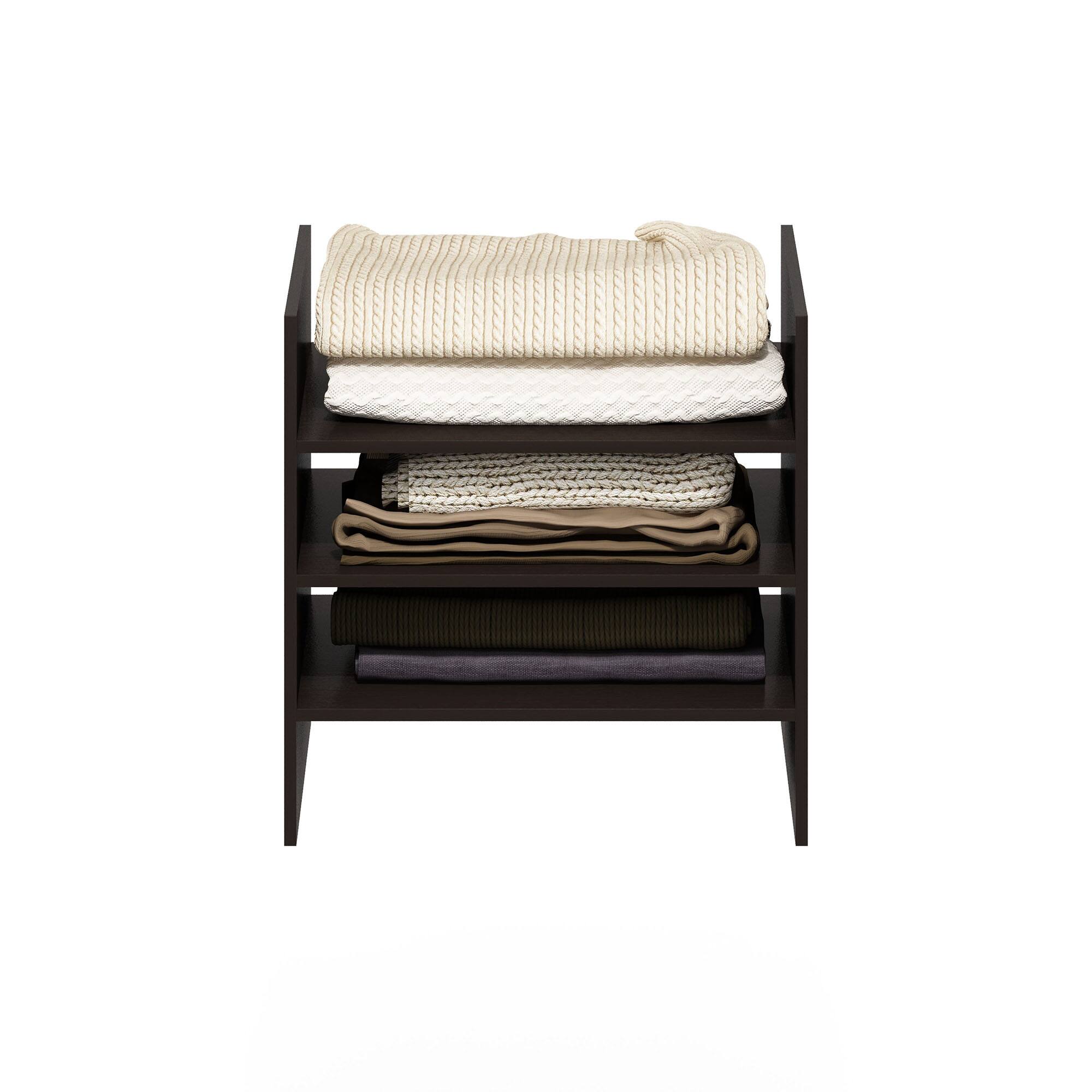 Alt View 4. Furinno - Cubicle 3-Shelf File Organizer Cube Insert - Dark Oak.