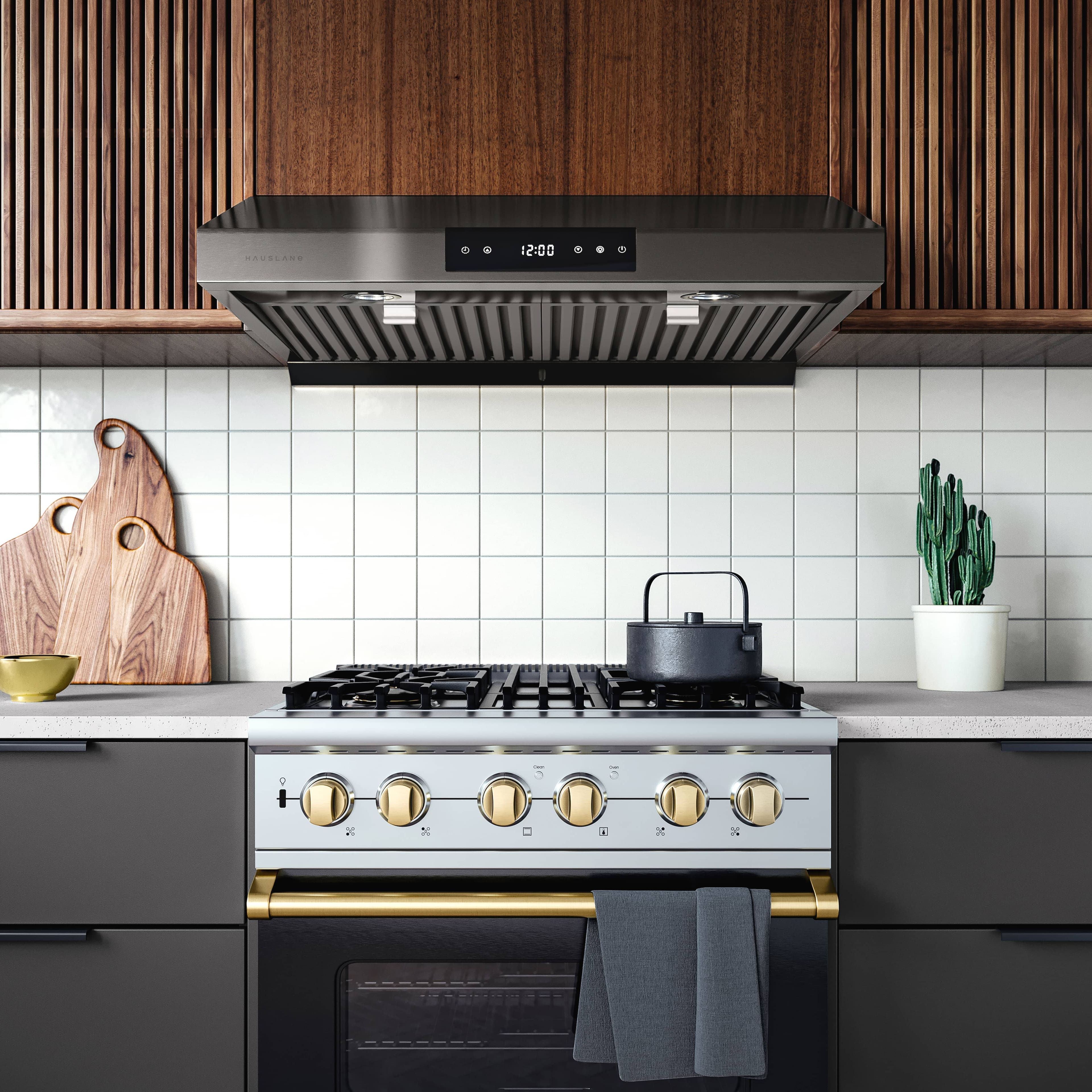 Alt View 2. Hauslane - Hauslane UC-PS18 30-in Ducted Black Stainless Steel Undercabinet Range Hood with 3-Way Venting System - Black Stainless.