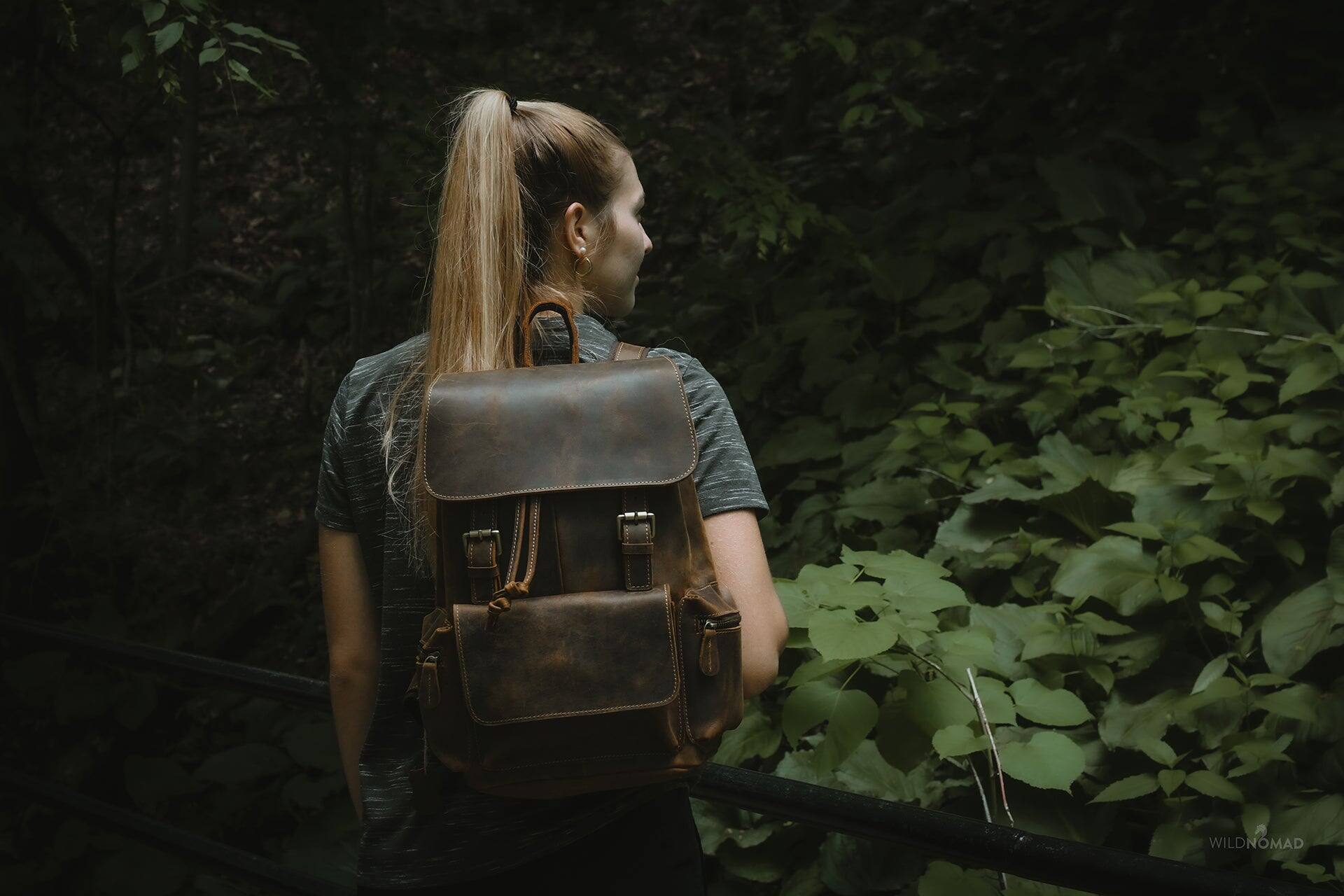 Back. Steel Horse Leather - The Hagen Backpack | Vintage Leather Backpack - Brown.