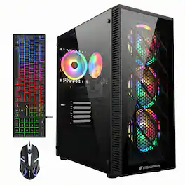 STGAubron - Gaming Desktop PC, Intel Celeron G5905 3.5GHz, Radeon RX 580 8G, 16GB DDR4 RAM, 512GB SSD, USB WiFi 6, Win11H - Black