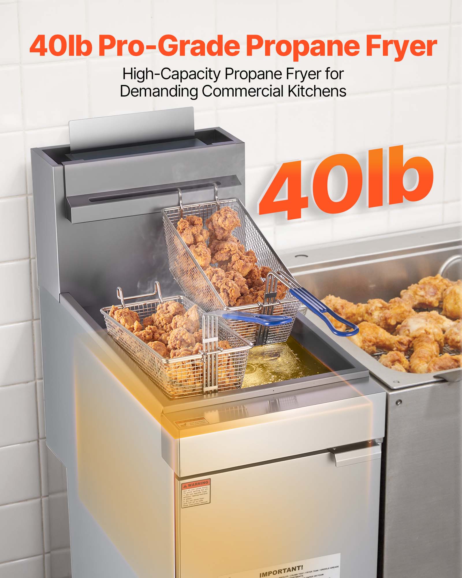40lb Pro-Grade Propane Fryer  
High-Capacity Propane Fryer for Demanding Commercial Kitchens  

40lb  

WARNING  

IMPORTANT!