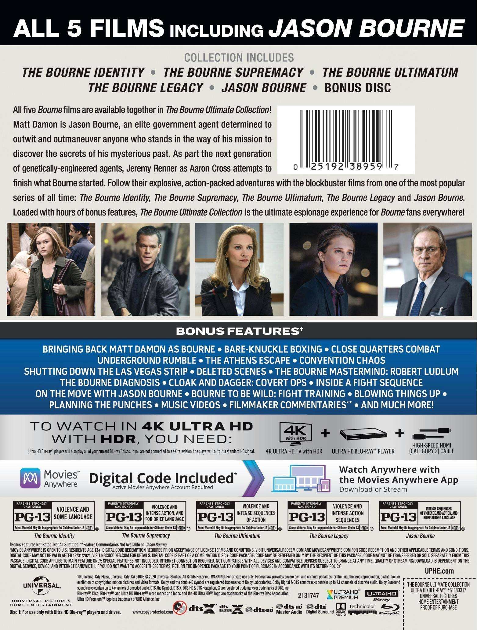 Angle. Bourne: The Ultimate 5-movie Collection (4K Ultra HD) [UHD].