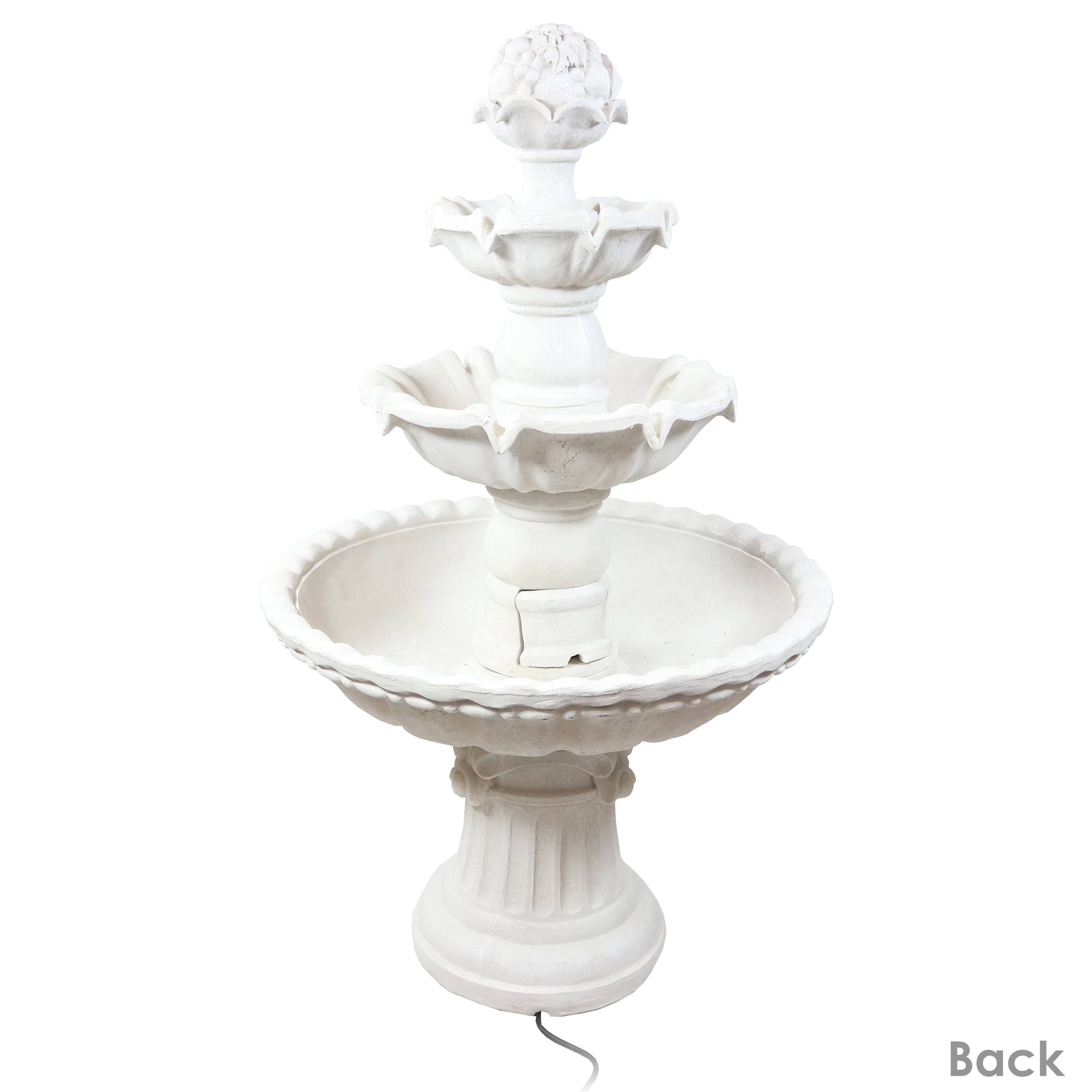 Alt View 8. Sunnydaze - Fruit Top Fiberglass Outdoor 3-Tier Water Fountain - White.