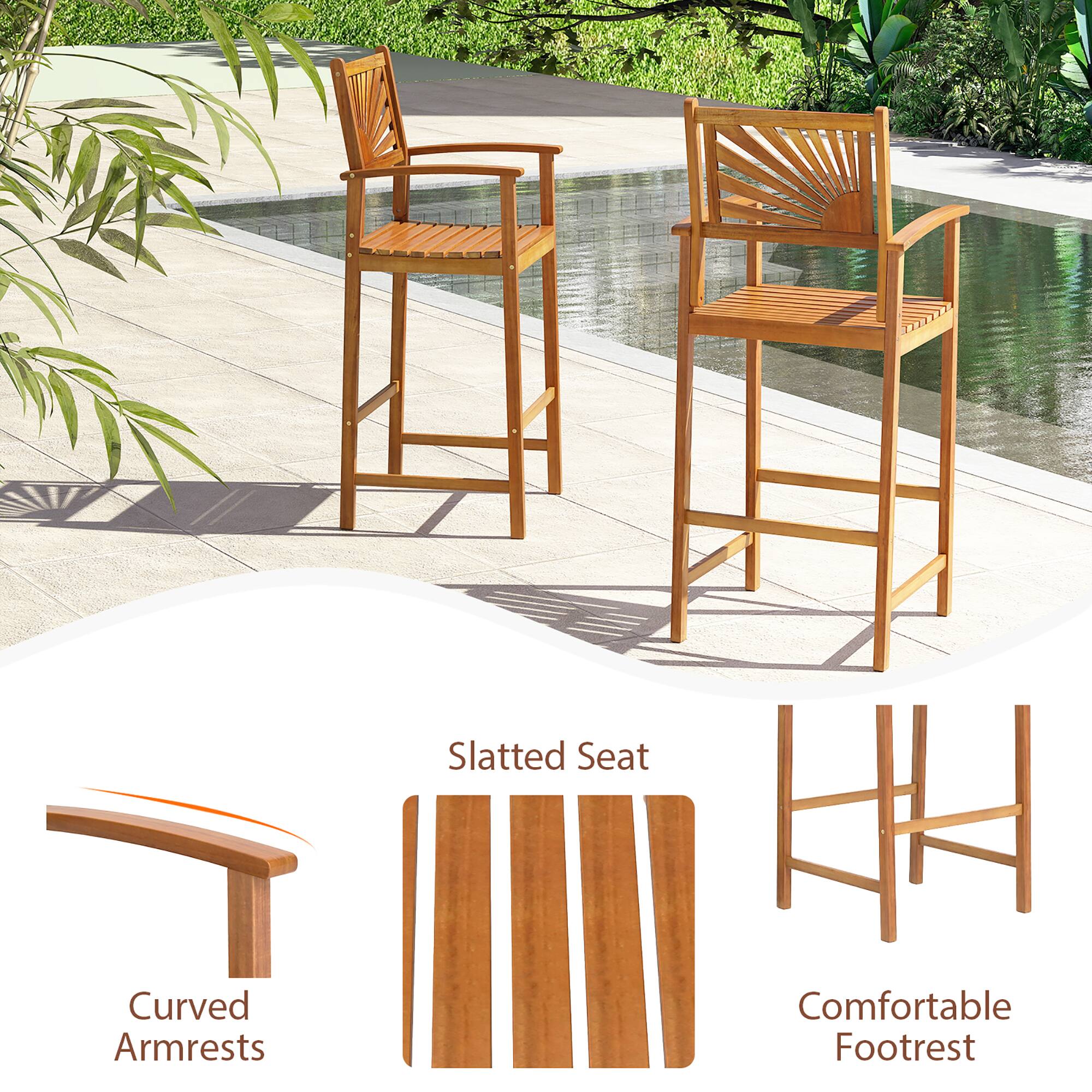 Curved Armrests, Slatted Seat, Comfortable Footrest