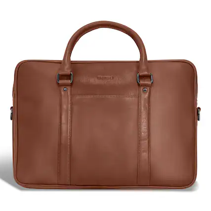 Front. Champs - Onyx Leather Slim Laptop Briefcase - Brown.