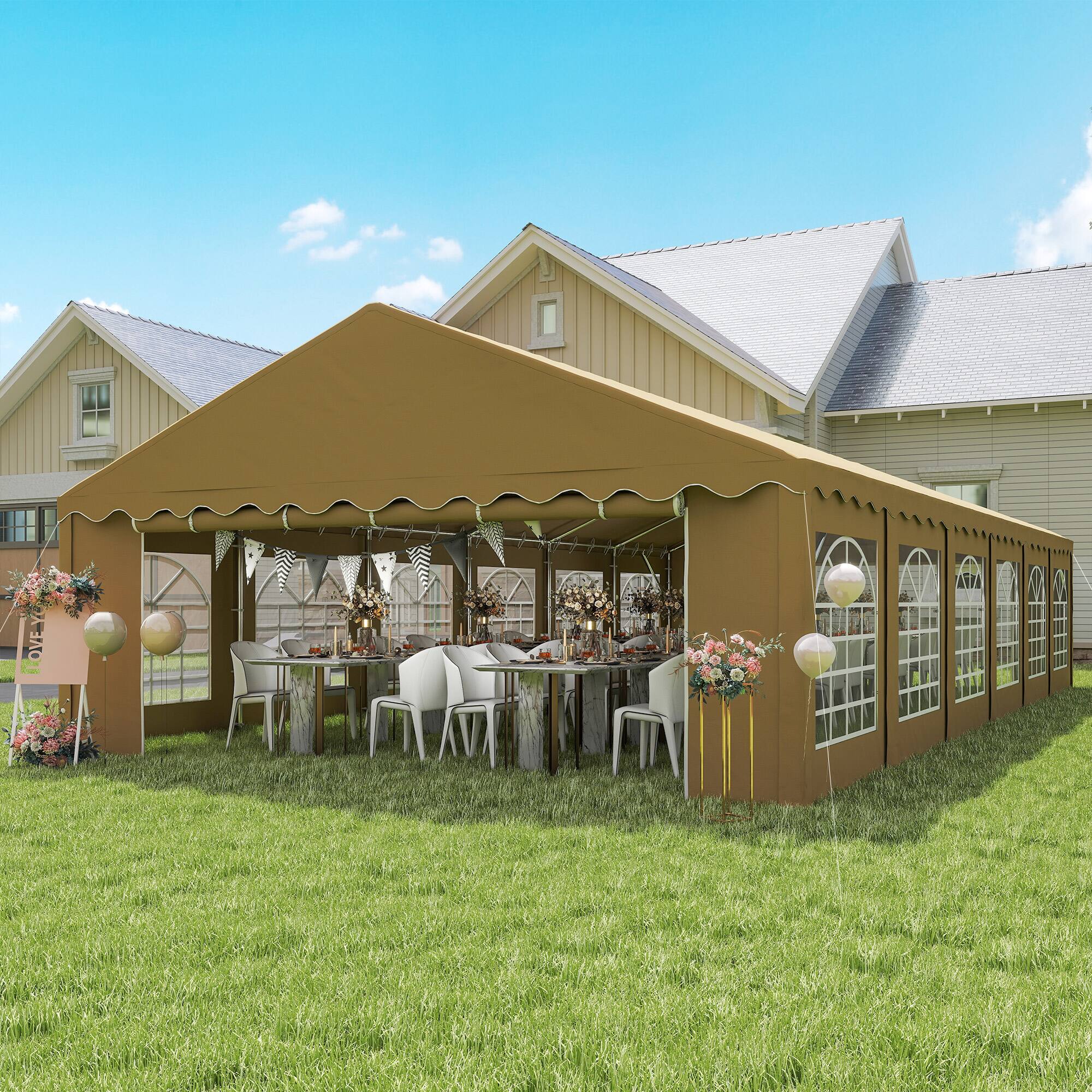 Alt View 1. Outsunny - x 40' Party Tent, Outdoor Canopy Tent with Removable Sidewalls, 12 Windows for Parties, Wedding, Events - Brown.