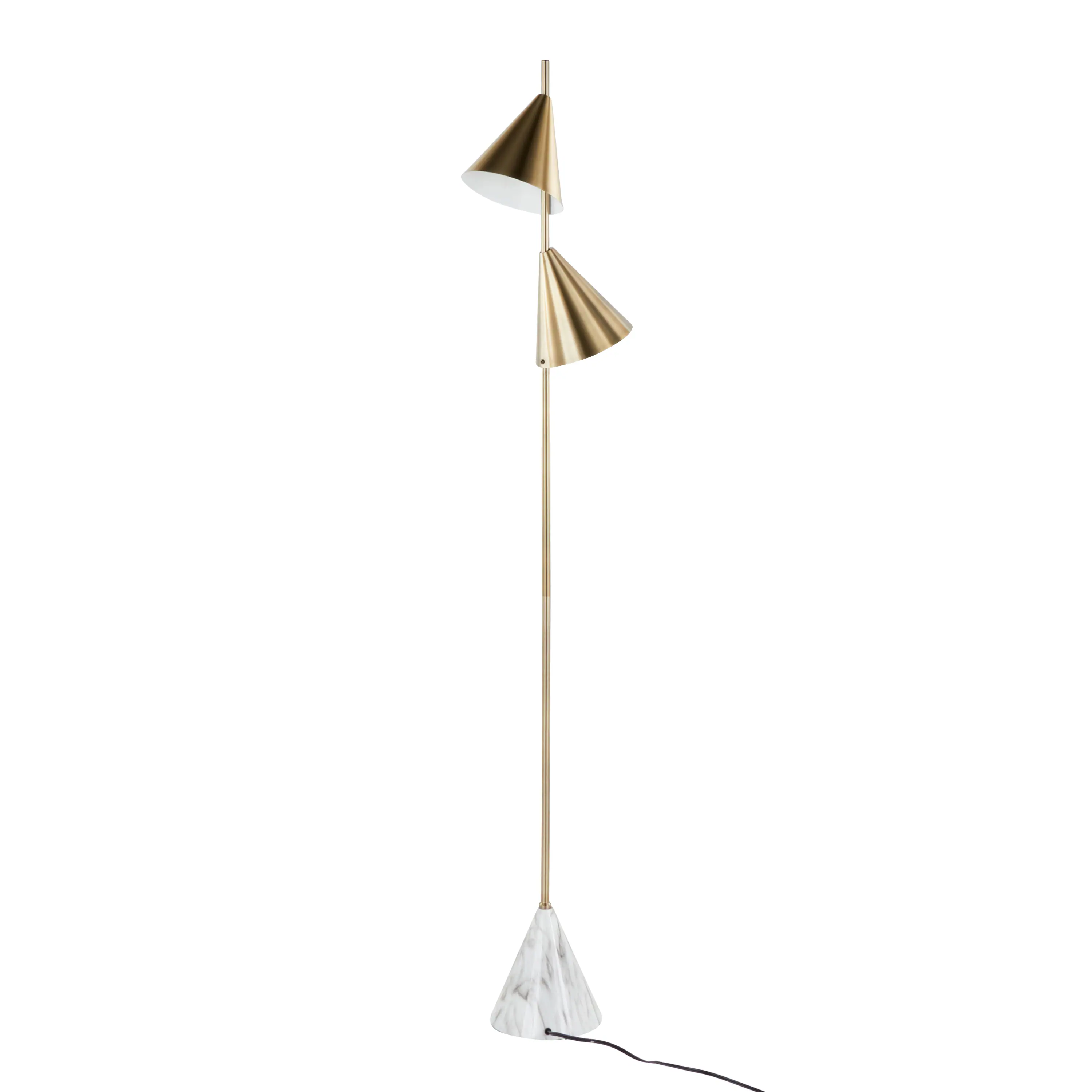 Alt View 1. Loheer - Loheer Brushed Gold Floor Lamp Faux Marble Base Tall Standing Light for Living Room Bedroom 65 Inch - Gold.