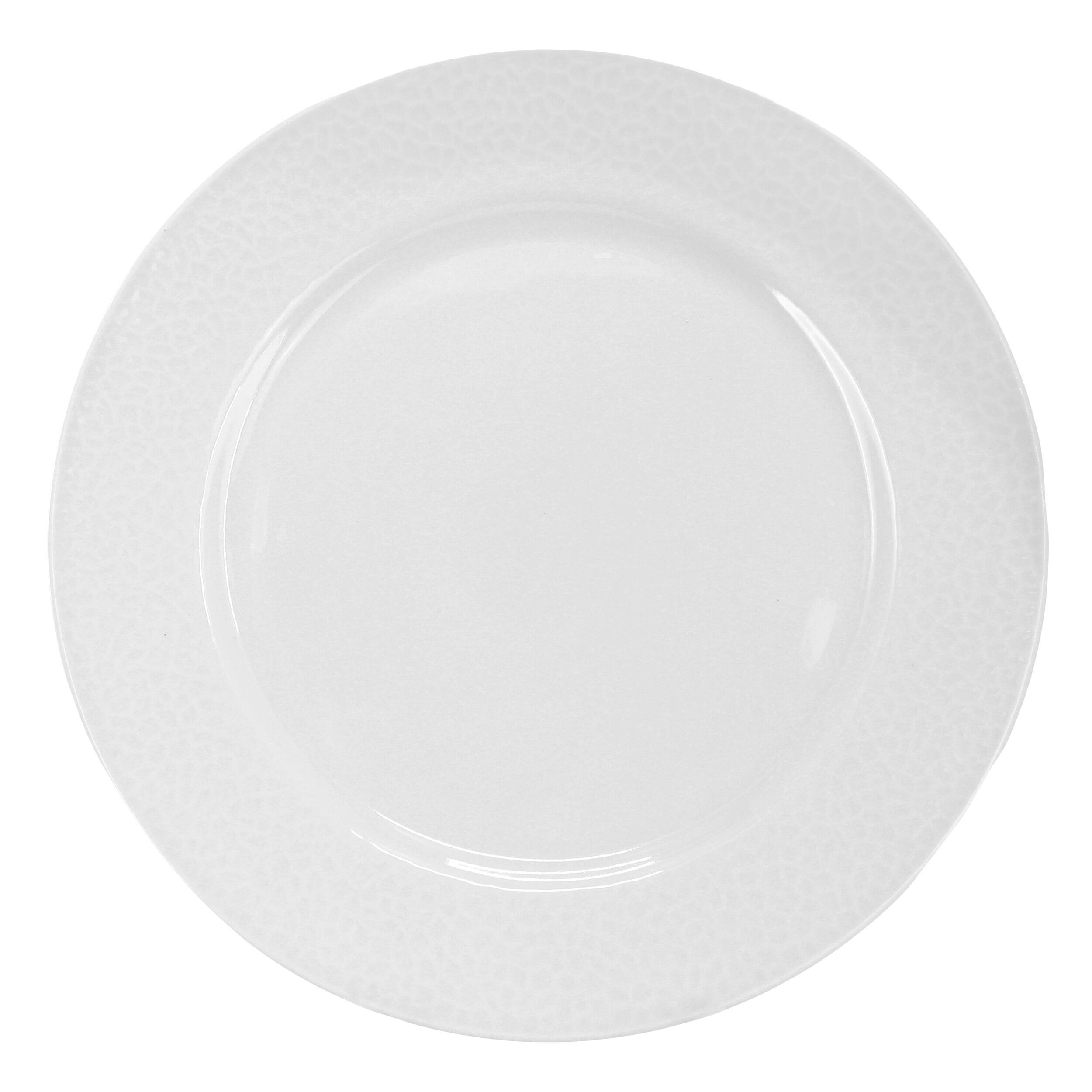 Alt View 2. Elama - Elama Soyer 16 Piece Textured Design Double Bowl Porcelain Dinnerware Set in White - White.